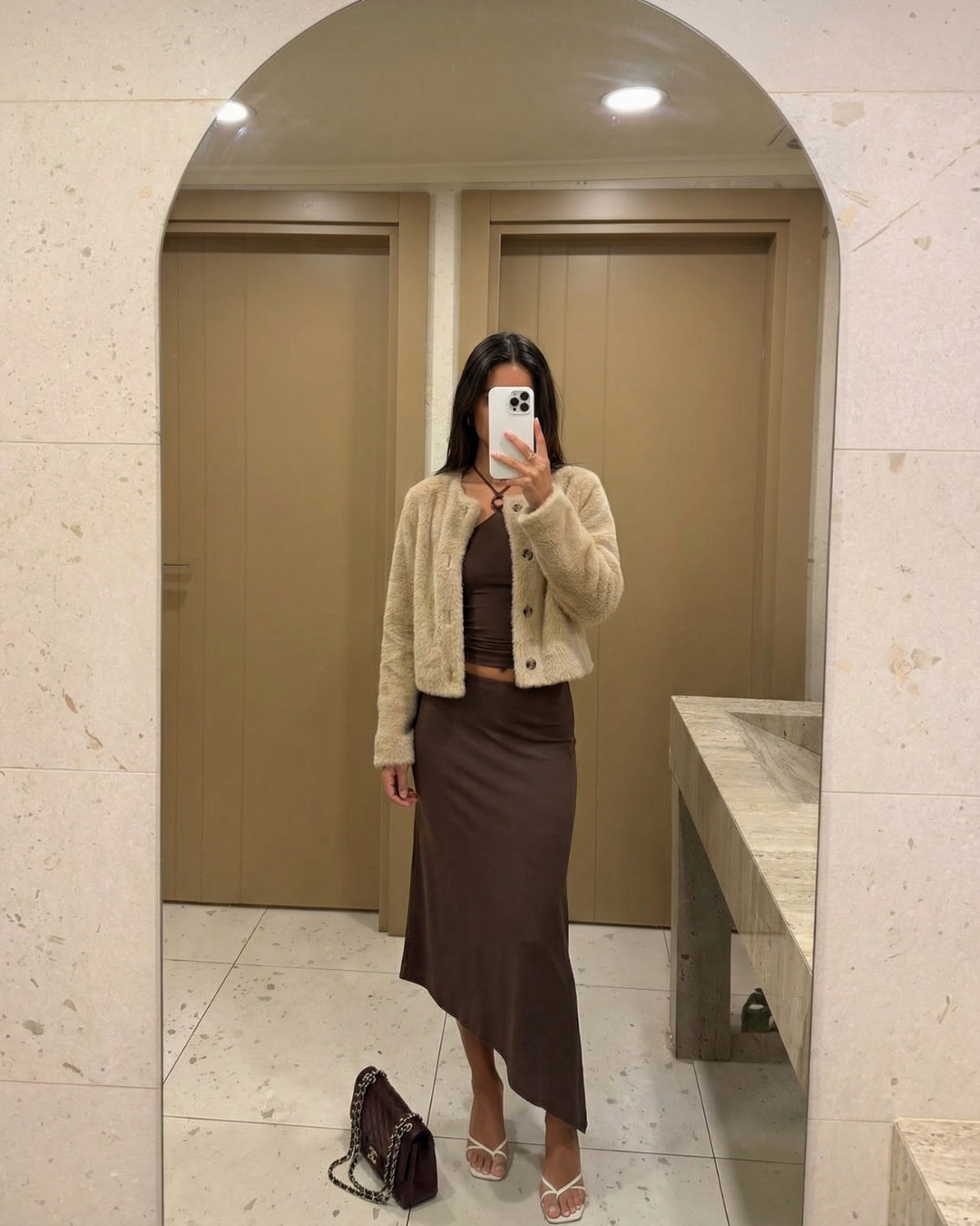 Éléonore Charvet  | Cropped Faux Fur Button-Down Jacket