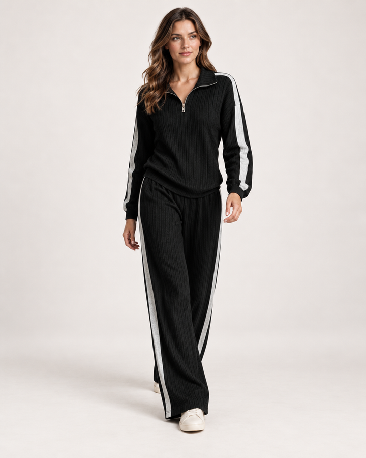 Salomé Montbrun | Women’s Co-Ord Set with Half Zip Top and Wide Leg Trousers