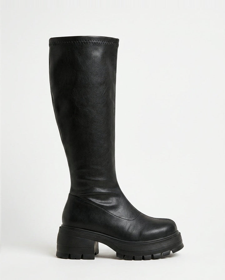 Gaëlle Ségur | Chunky Lug Sole Block Heel Knee-High Boots