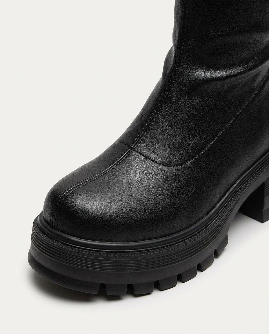 Gaëlle Ségur | Chunky Lug Sole Block Heel Knee-High Boots