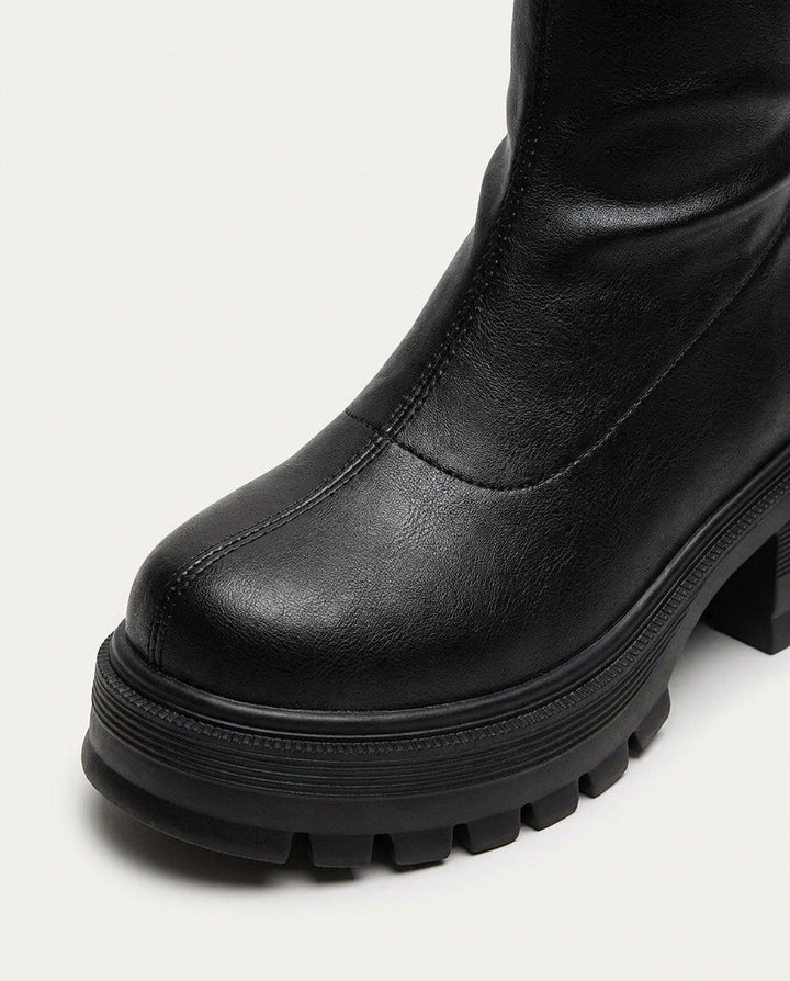 Gaëlle Ségur | Chunky Lug Sole Block Heel Knee-High Boots