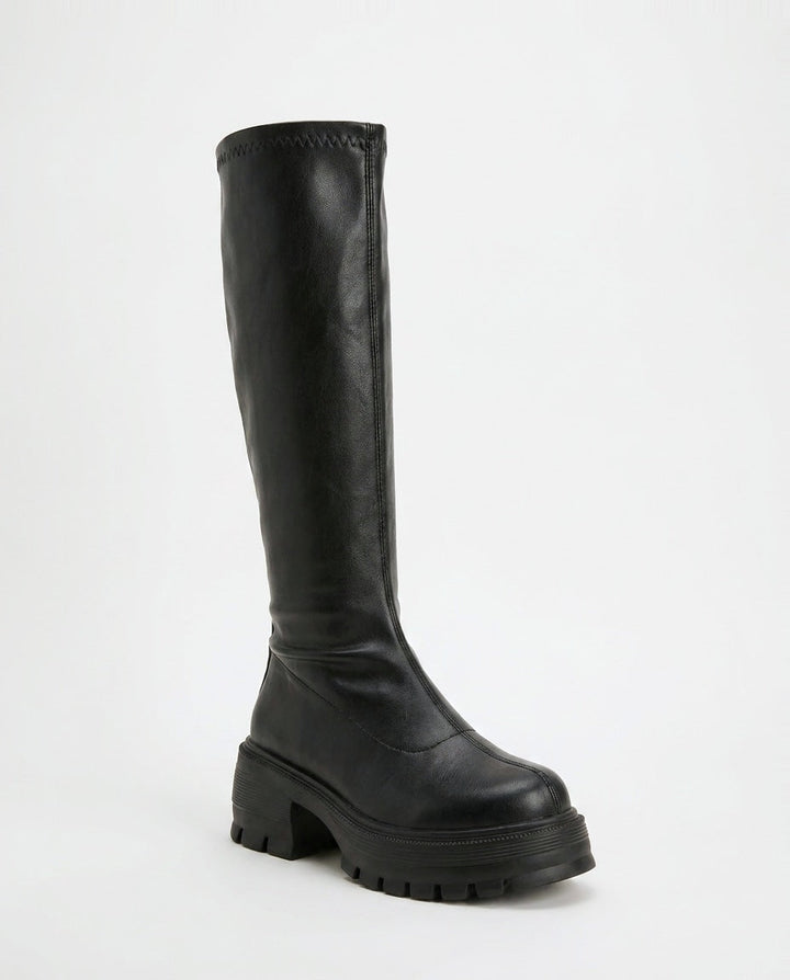 Gaëlle Ségur | Chunky Lug Sole Block Heel Knee-High Boots