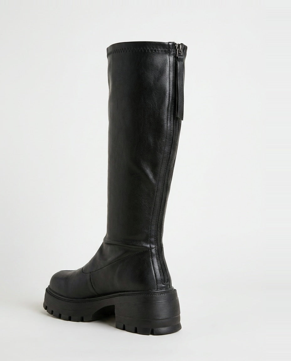 Gaëlle Ségur | Chunky Lug Sole Block Heel Knee-High Boots