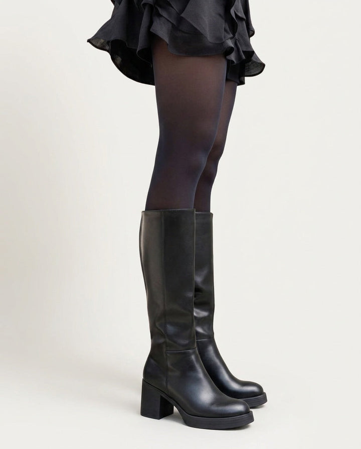 Coline Muret | Round Toe Block Heel Knee-High Boots