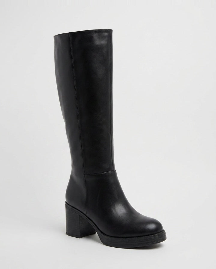 Coline Muret | Round Toe Block Heel Knee-High Boots