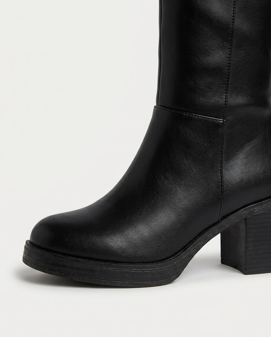 Coline Muret | Round Toe Block Heel Knee-High Boots