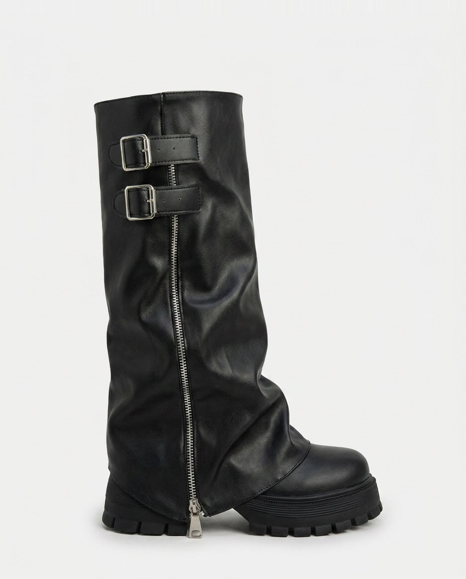 Mirella Chardin | Twin Buckle Slouchy Knee-High Boots