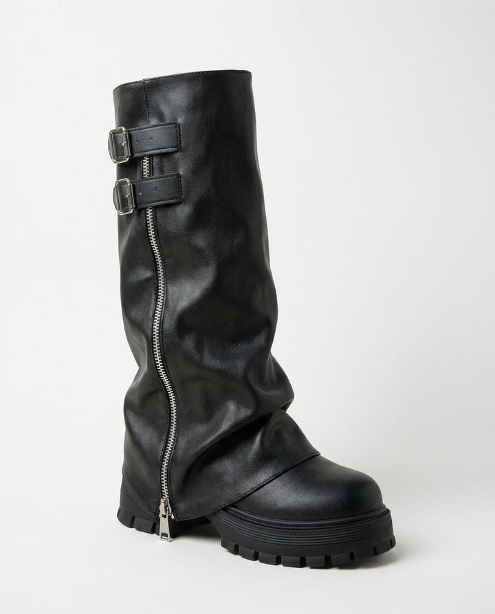 Mirella Chardin | Twin Buckle Slouchy Knee-High Boots