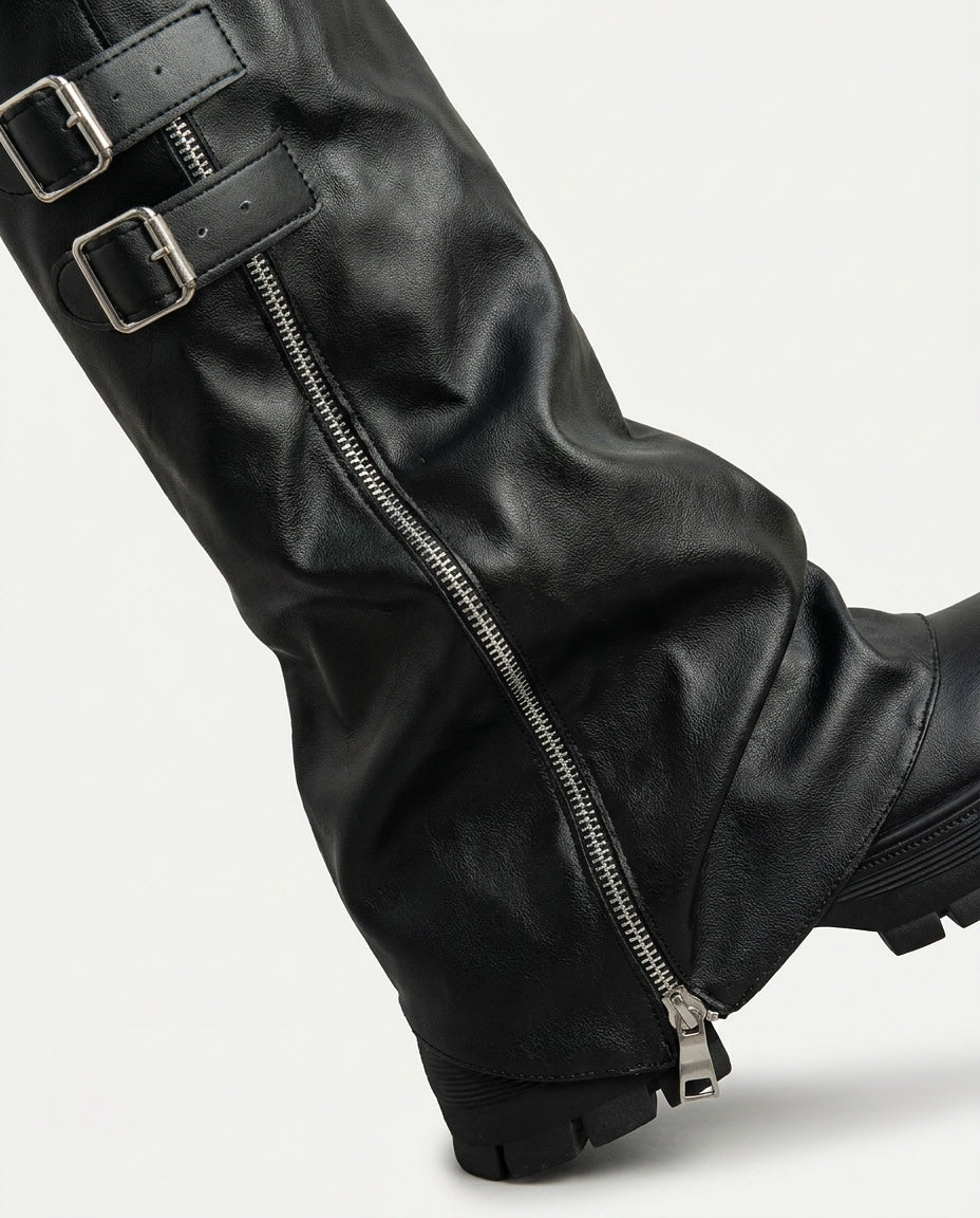 Mirella Chardin | Twin Buckle Slouchy Knee-High Boots