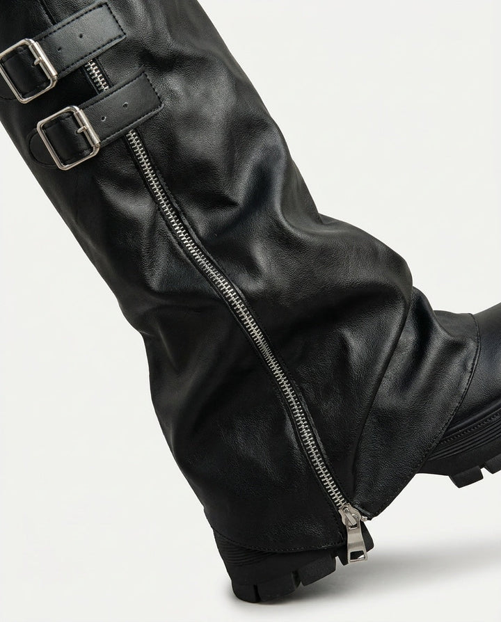 Mirella Chardin | Twin Buckle Slouchy Knee-High Boots