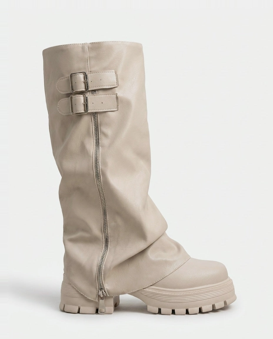 Mirella Chardin | Twin Buckle Slouchy Knee-High Boots