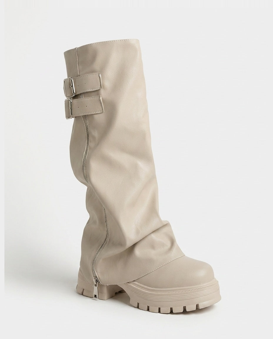 Mirella Chardin | Twin Buckle Slouchy Knee-High Boots
