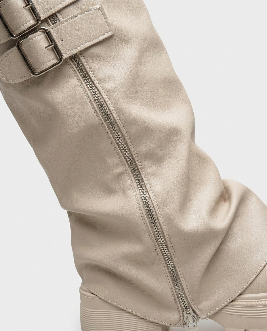 Mirella Chardin | Twin Buckle Slouchy Knee-High Boots