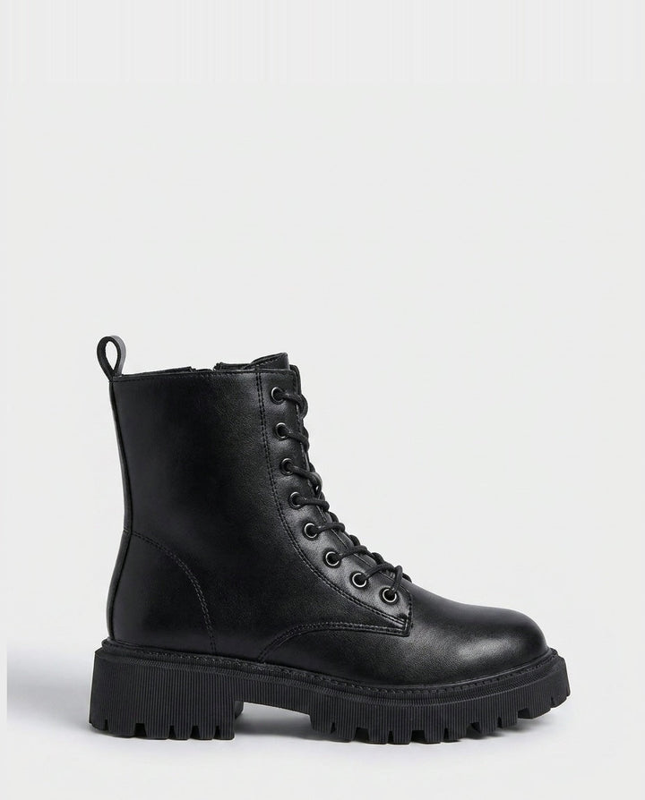 Aélia Jourdain | Chunky Lug Sole Lace-Up Combat Ankle Boots