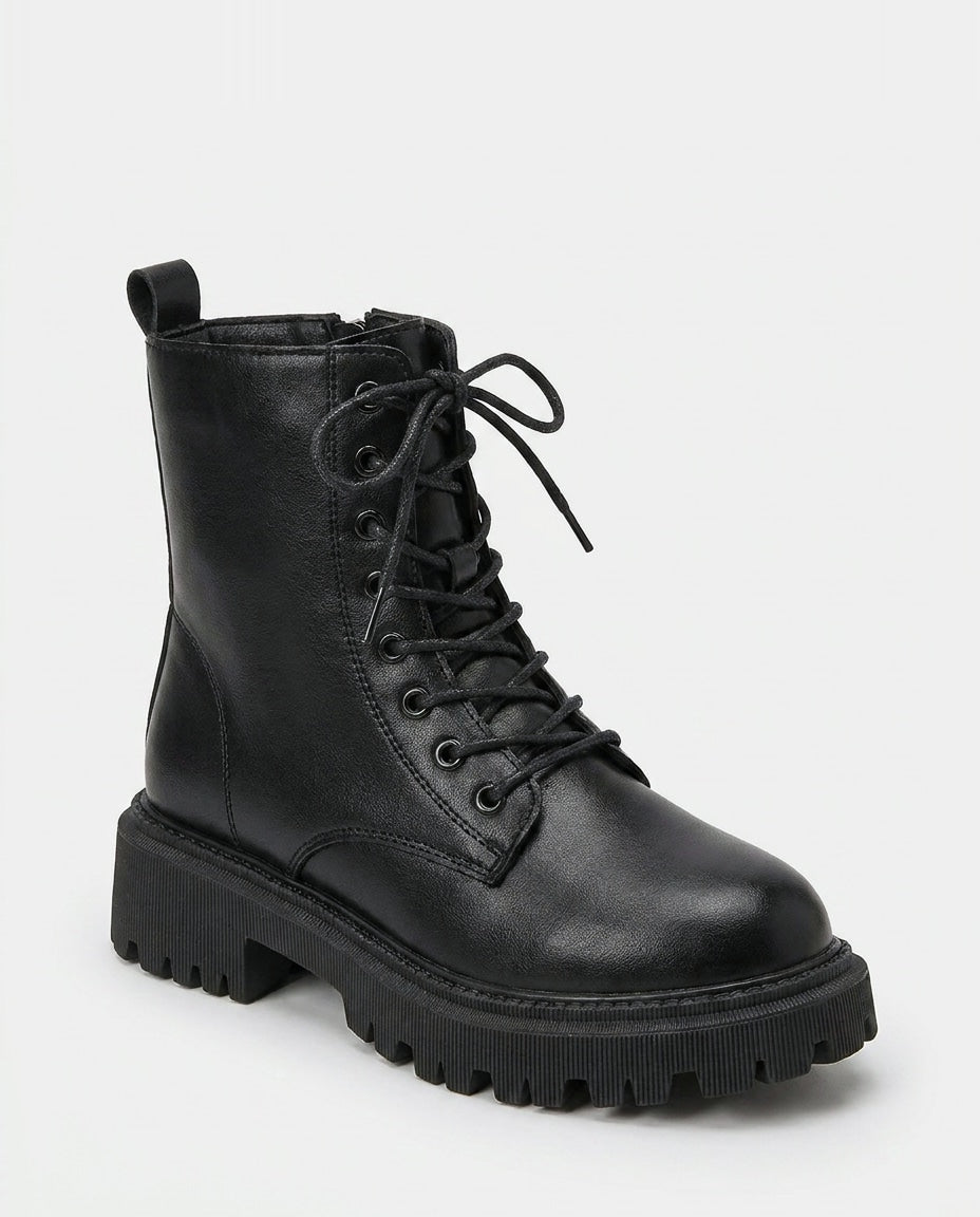 Aélia Jourdain | Chunky Lug Sole Lace-Up Combat Ankle Boots