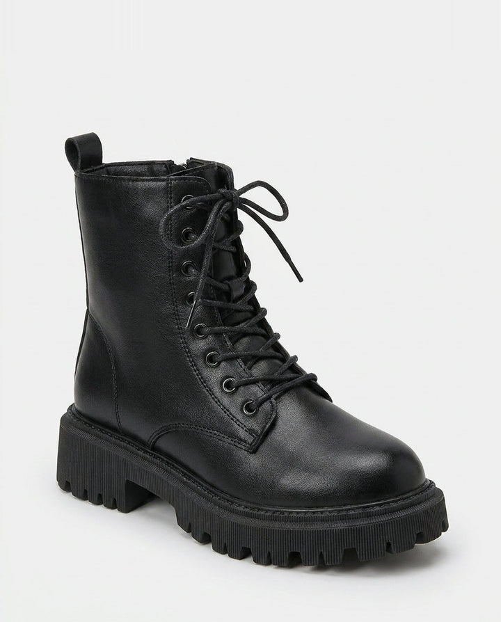Aélia Jourdain | Chunky Lug Sole Lace-Up Combat Ankle Boots