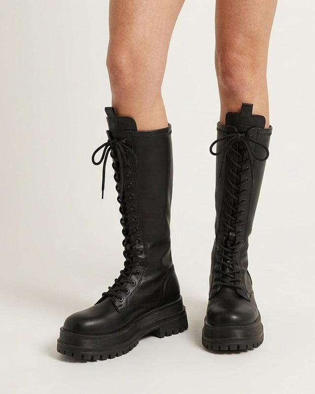 Élisée Vignot | Lace-Up Knee-High Combat Boots