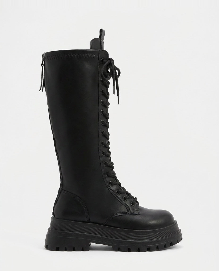 Élisée Vignot | Lace-Up Knee-High Combat Boots