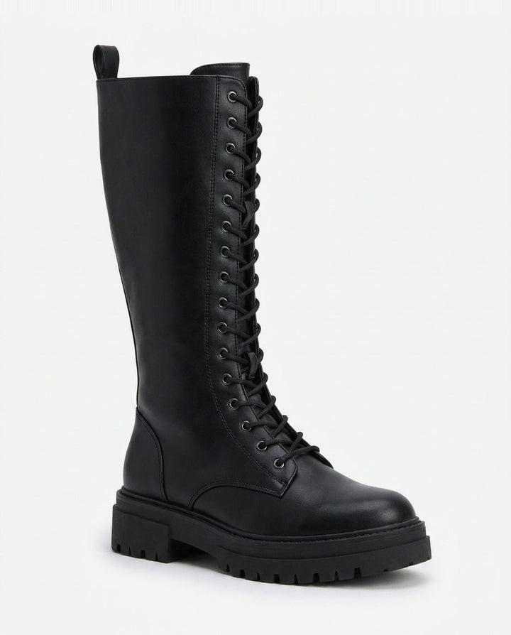Élisée Vignot | Lace-Up Knee-High Combat Boots