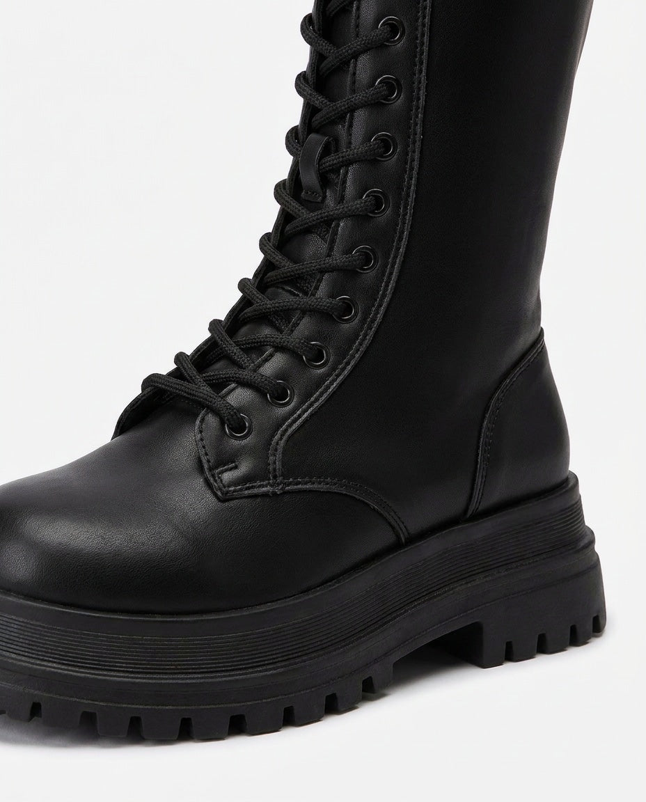 Élisée Vignot | Lace-Up Knee-High Combat Boots
