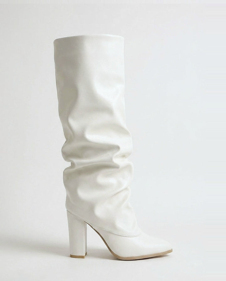 Orielle Ravoux | Slouchy Pointed Toe Block Heel Knee-High Boots