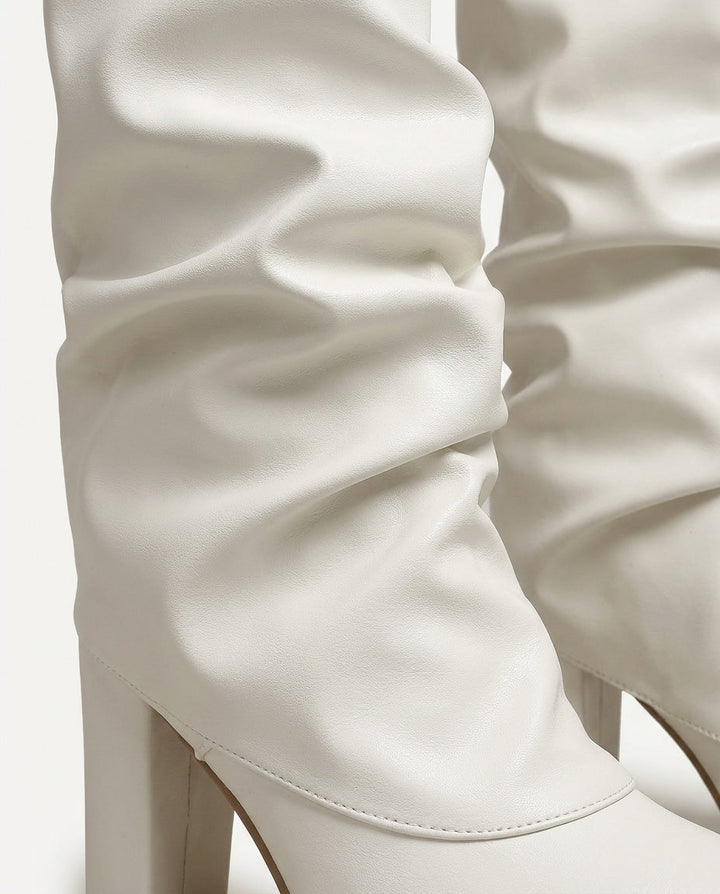 Orielle Ravoux | Slouchy Pointed Toe Block Heel Knee-High Boots