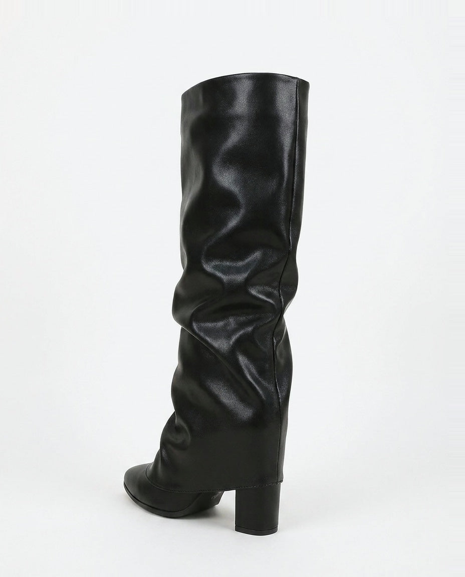 Orielle Ravoux | Slouchy Pointed Toe Block Heel Knee-High Boots
