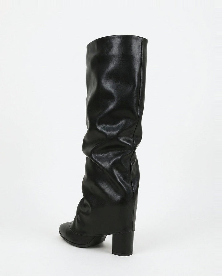 Orielle Ravoux | Slouchy Pointed Toe Block Heel Knee-High Boots