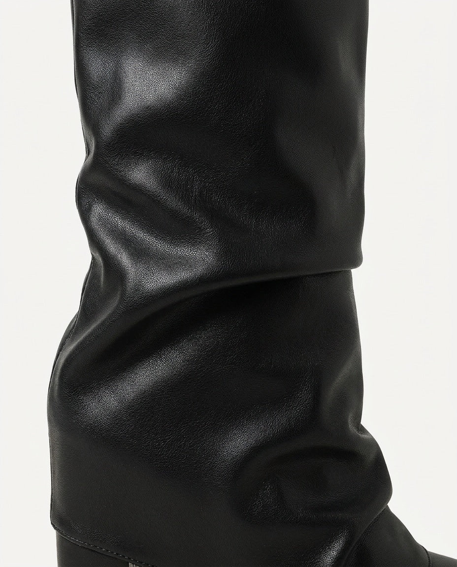 Orielle Ravoux | Slouchy Pointed Toe Block Heel Knee-High Boots