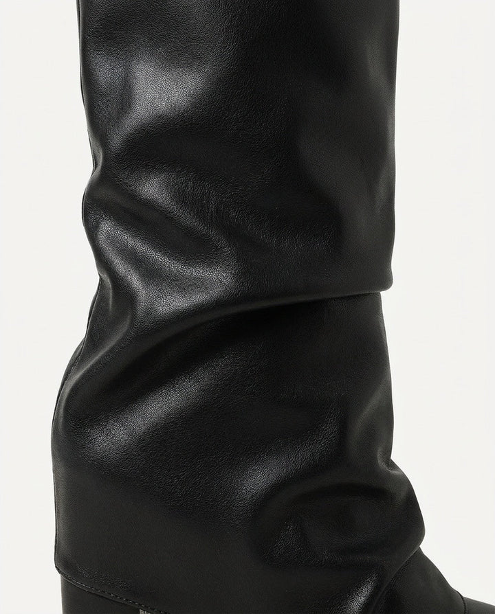Orielle Ravoux | Slouchy Pointed Toe Block Heel Knee-High Boots