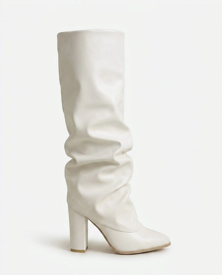 Orielle Ravoux | Slouchy Pointed Toe Block Heel Knee-High Boots