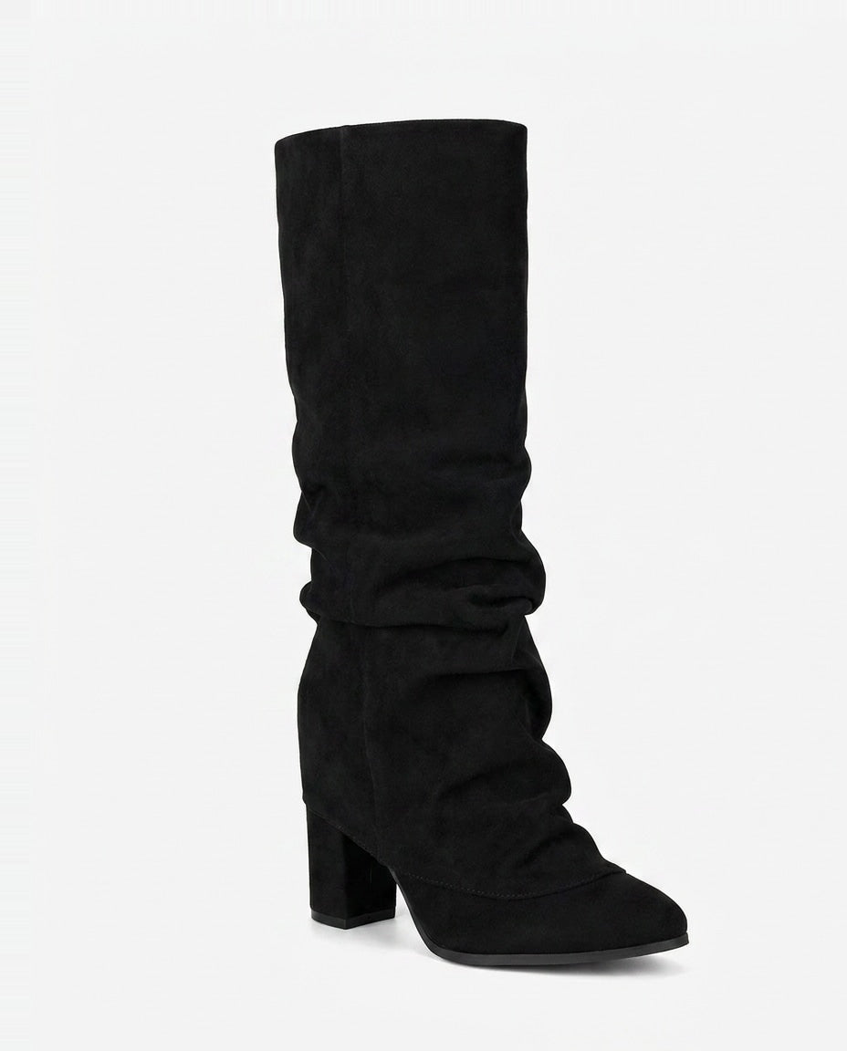 Sibylle Dorval | Ruched Fold-Over Cuff Knee-High Boots