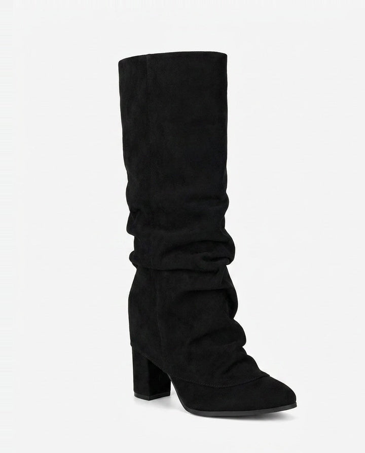 Sibylle Dorval | Ruched Fold-Over Cuff Knee-High Boots