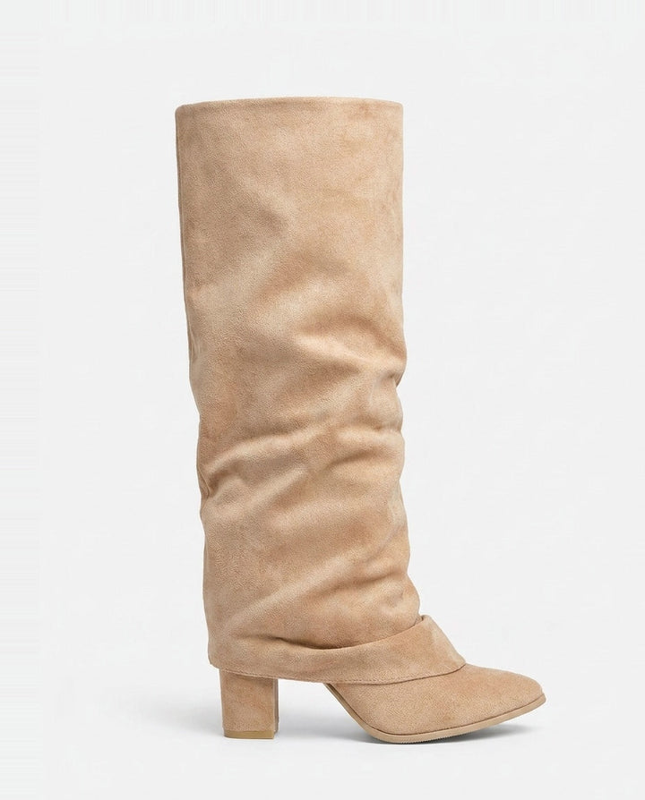Sibylle Dorval | Ruched Fold-Over Cuff Knee-High Boots