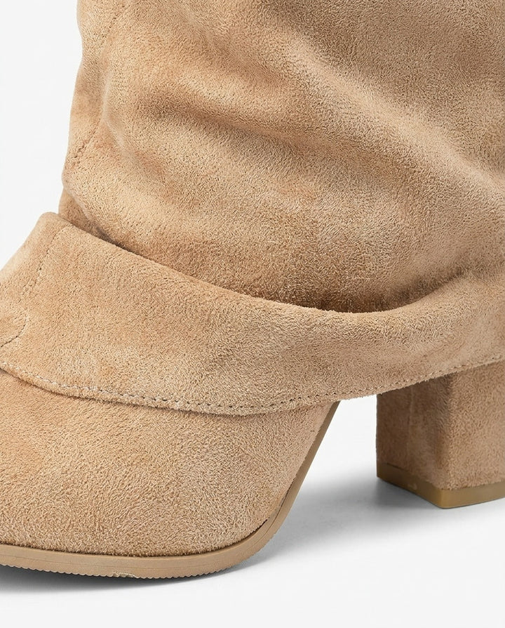 Sibylle Dorval | Ruched Fold-Over Cuff Knee-High Boots