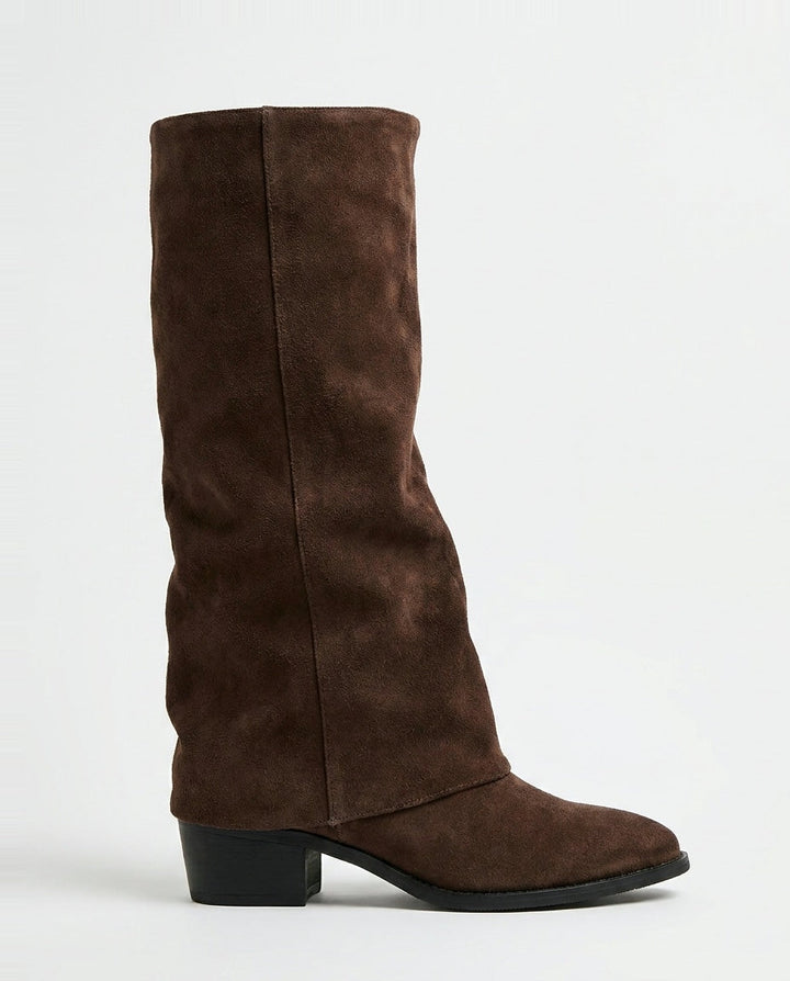 Alix Valois | Block Heel Fold-Over Knee-High Boots