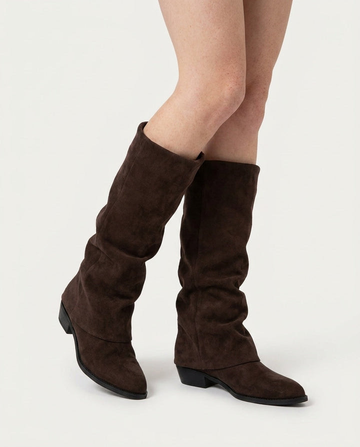 Alix Valois | Block Heel Fold-Over Knee-High Boots