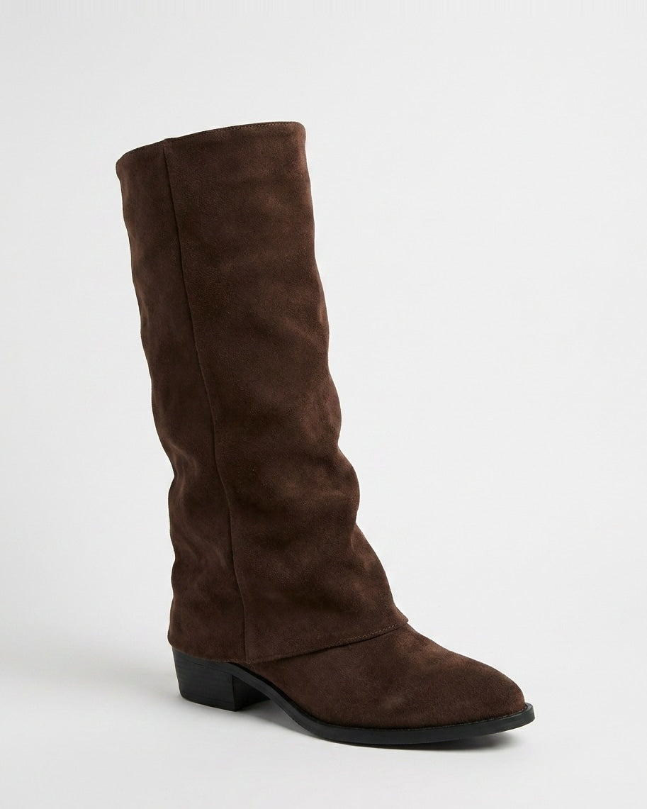 Alix Valois | Block Heel Fold-Over Knee-High Boots