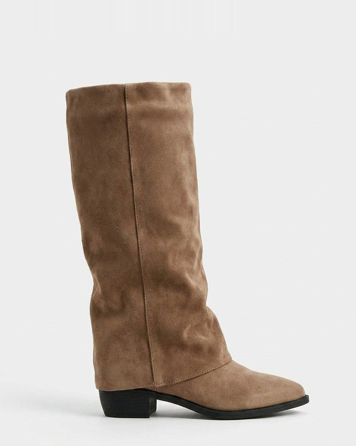 Alix Valois | Block Heel Fold-Over Knee-High Boots