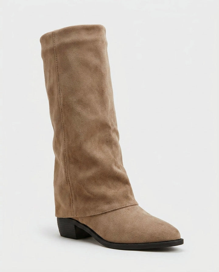 Alix Valois | Block Heel Fold-Over Knee-High Boots
