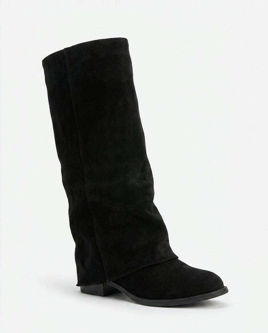 Alix Valois | Block Heel Fold-Over Knee-High Boots
