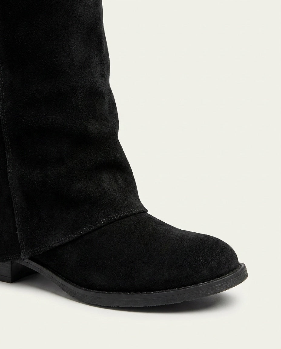 Alix Valois | Block Heel Fold-Over Knee-High Boots