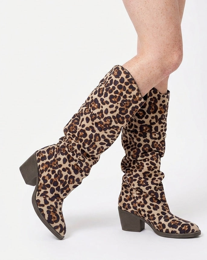 Nolwenn Delaire | Slouchy Block Heel Knee-High Boots