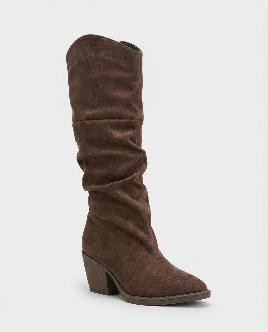 Nolwenn Delaire | Slouchy Block Heel Knee-High Boots