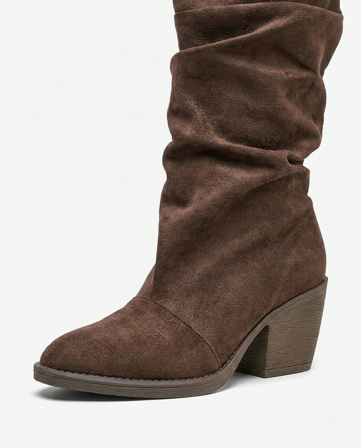 Nolwenn Delaire | Slouchy Block Heel Knee-High Boots