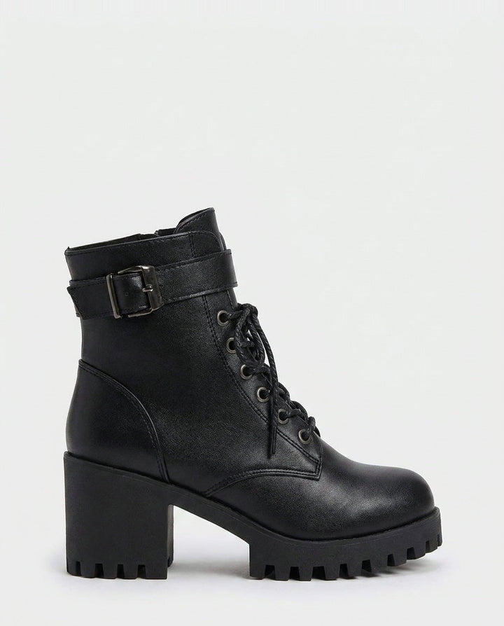 Priscille Charnay | Buckle Strap Chunky Sole Ankle Boots