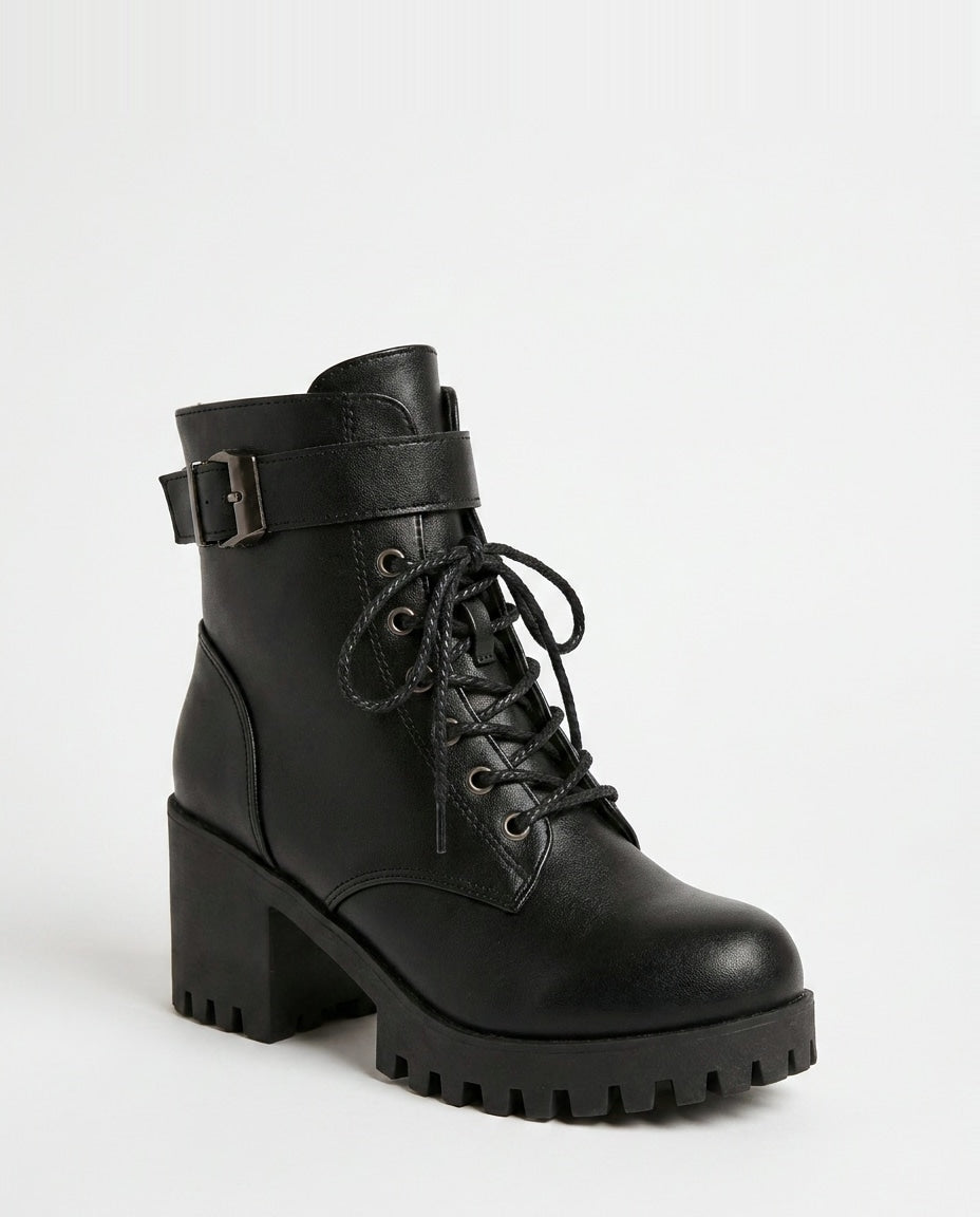 Priscille Charnay | Buckle Strap Chunky Sole Ankle Boots