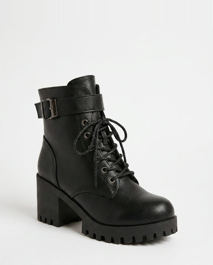 Priscille Charnay | Buckle Strap Chunky Sole Ankle Boots