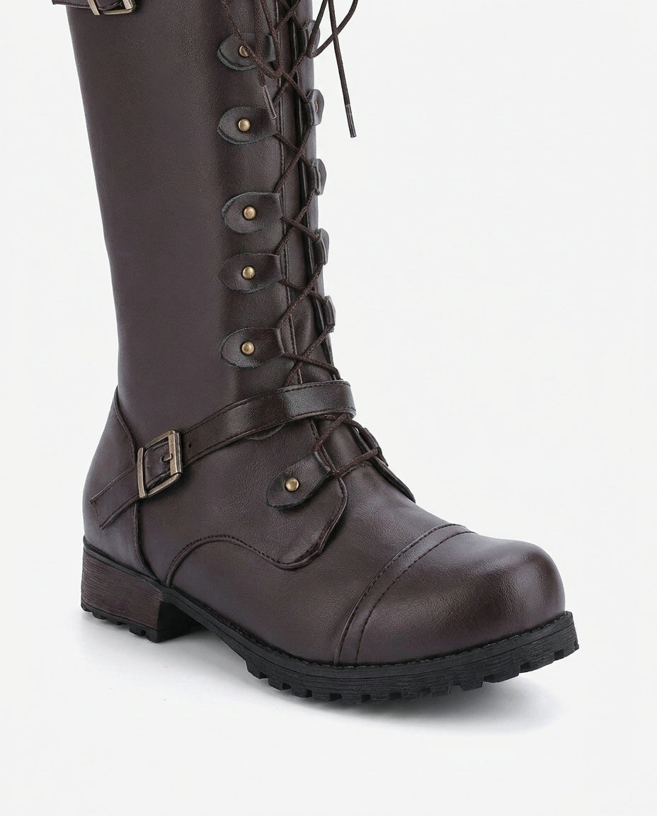 Tilia Reims | Lace-Up Buckle Knee-High Boots