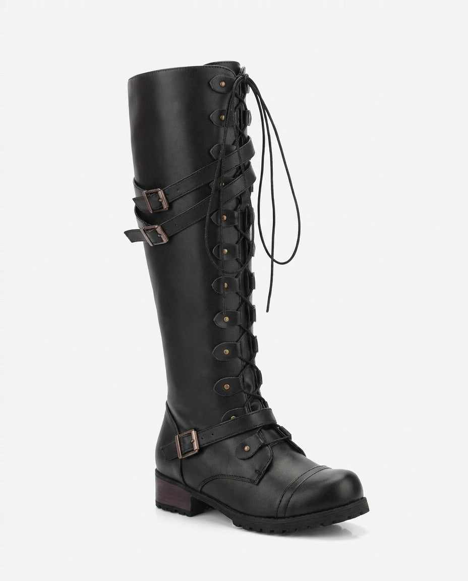 Tilia Reims | Lace-Up Buckle Knee-High Boots